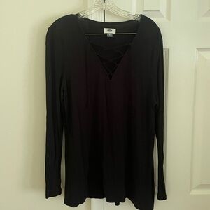 Old Navy Black Lace-Up Long Sleeve Top
